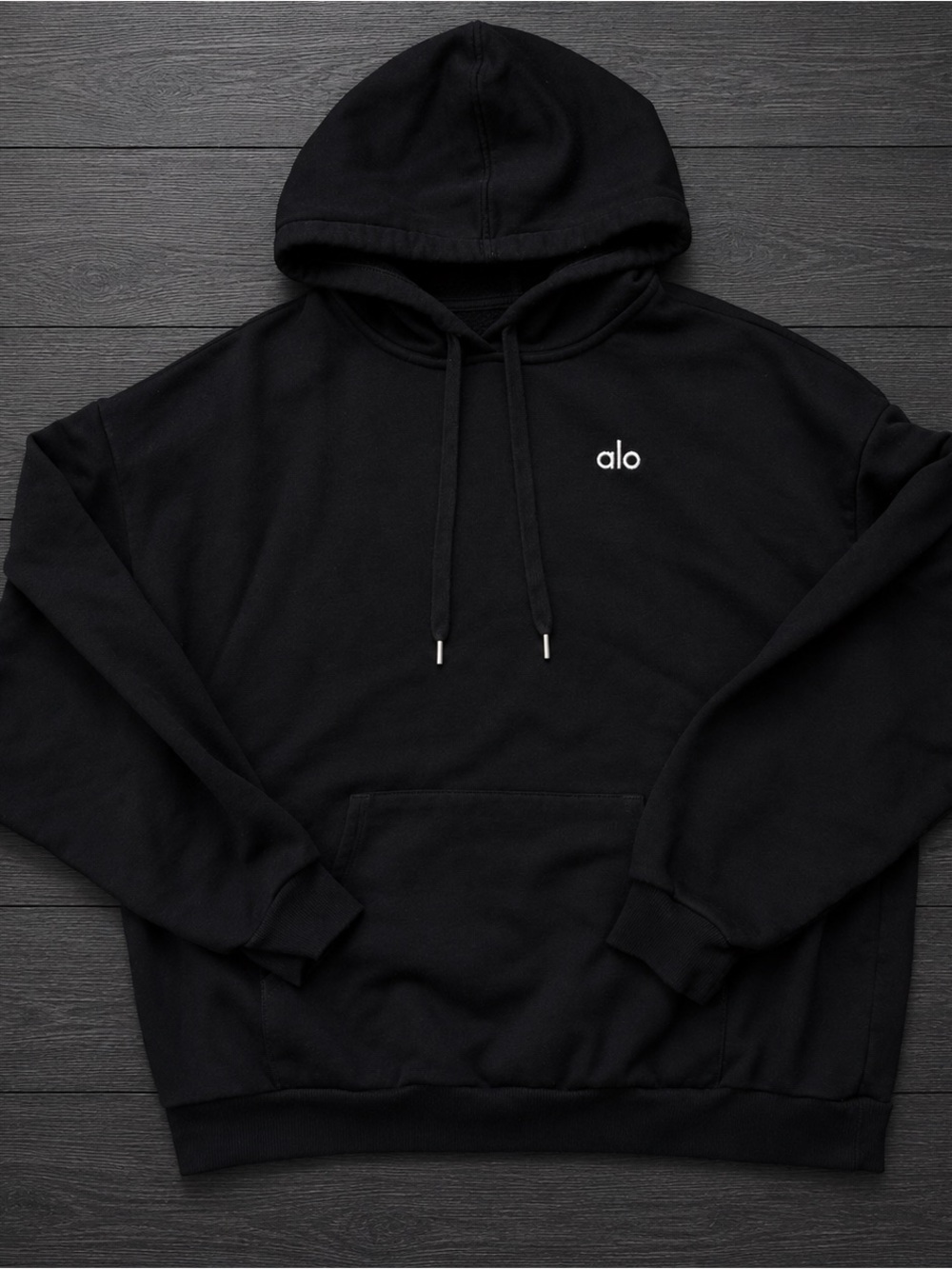 ALO Yoga Men's Black Hoodie with White Logo